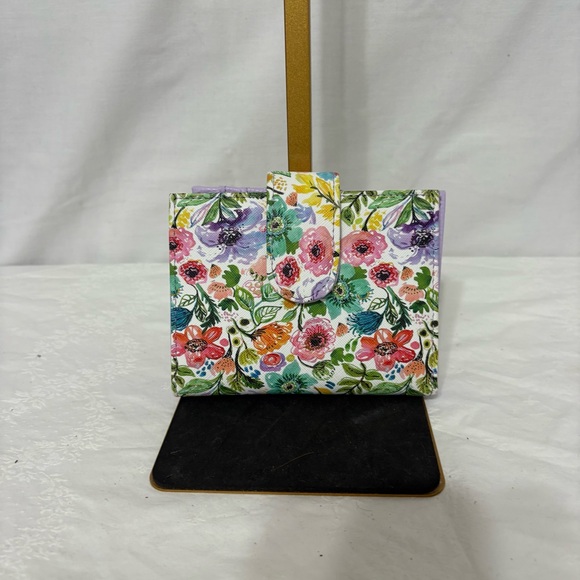 Handbags - Vegan Leather Wallet in a floral print. Snap close.